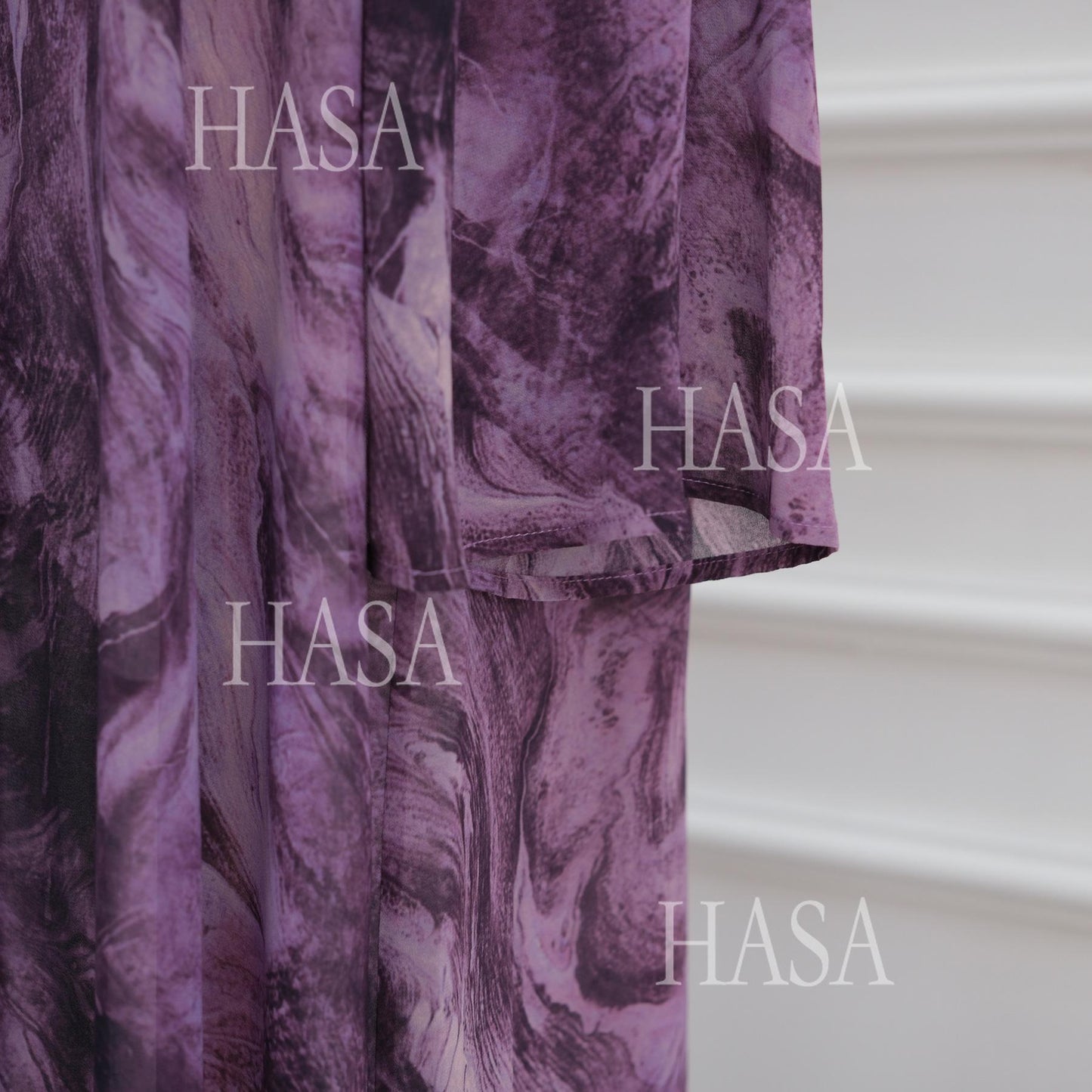 HA6551 Printed Abaya Cardigan with Matching Scarf Two-Piece Set