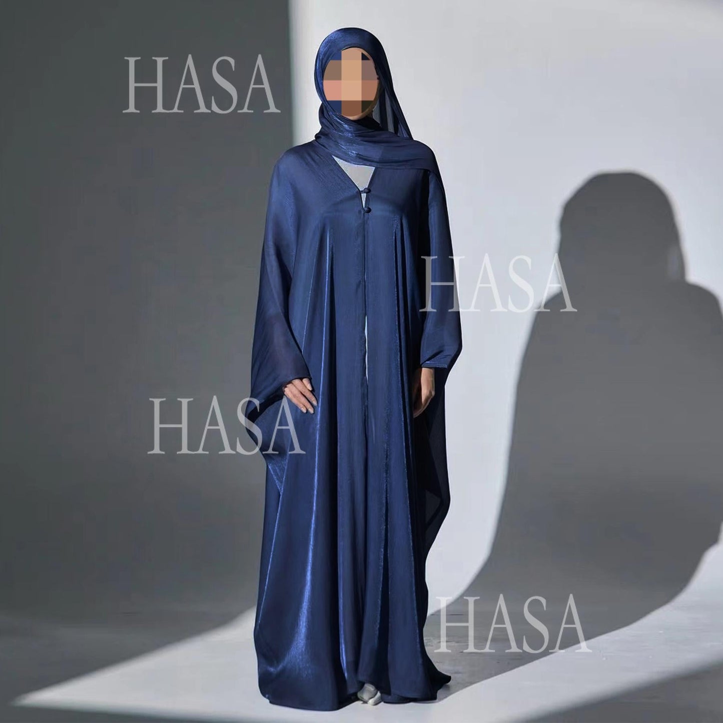 HA6534 Elegant Island Wrinkle Texture Solid Color Cardigan Robe