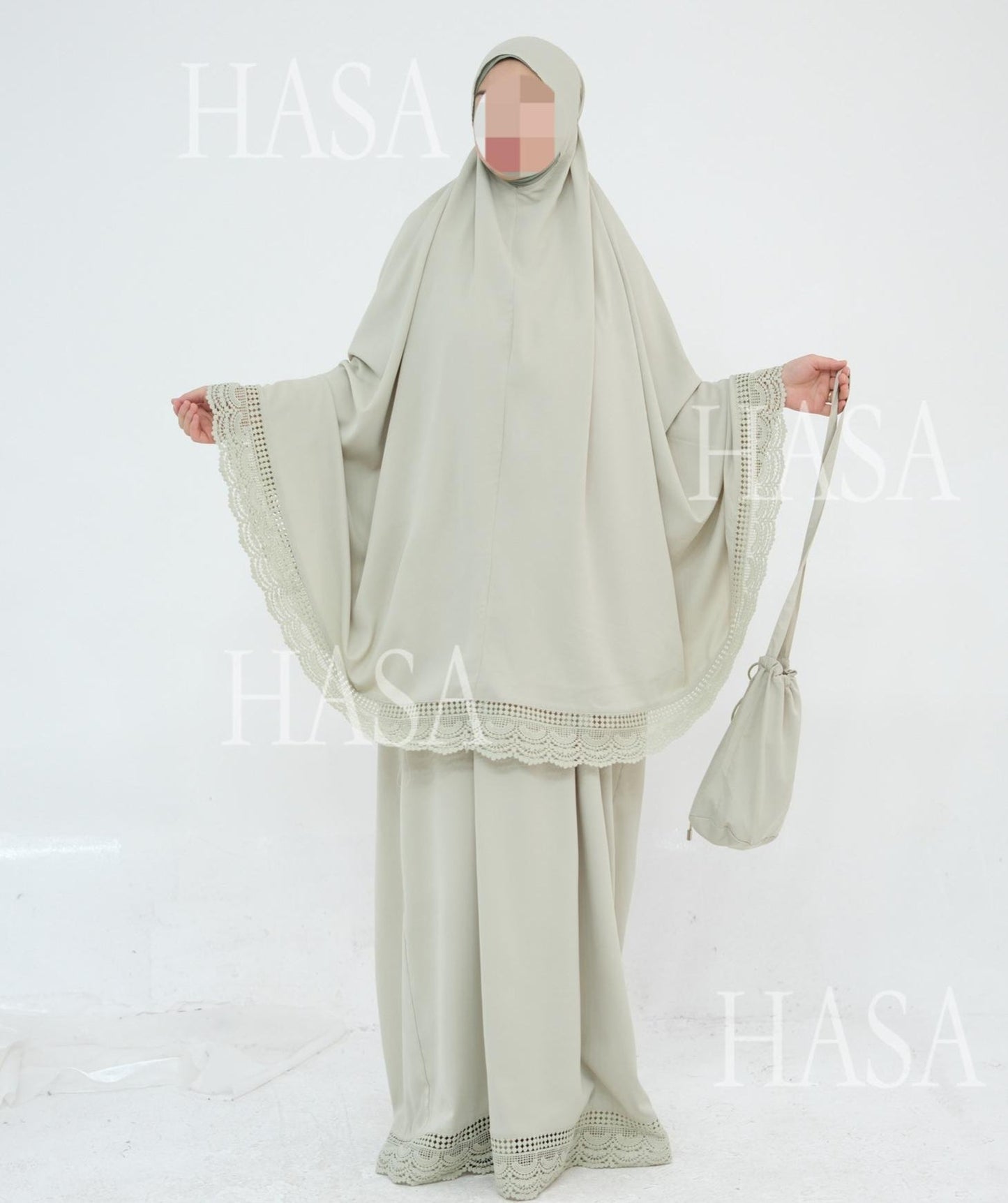 HA6615 Lace Prayer 4-Piece Set (Includes Prayer Mat and Storage Bag)