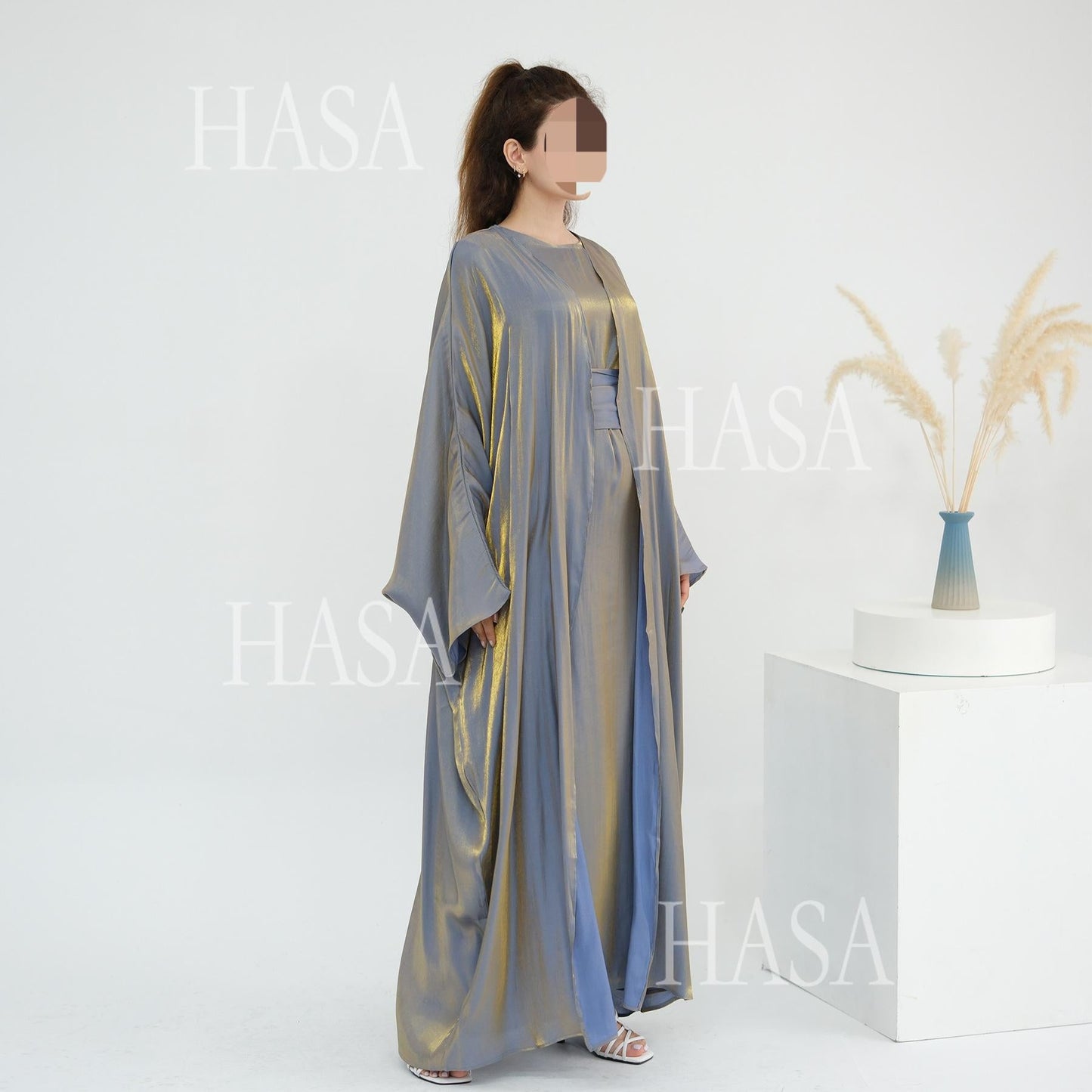 HA6530 Solid color simple two-piece long skirt suit