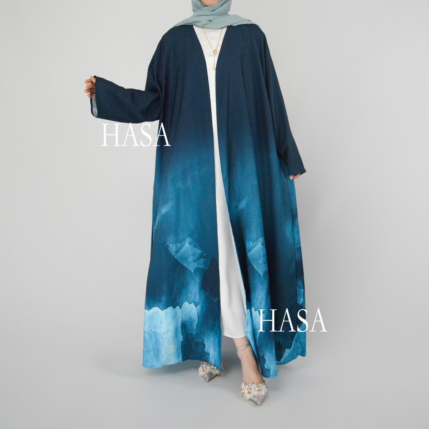 HA6324 Artistic Ombré BrusHAtroke Summer Kimono Abaya