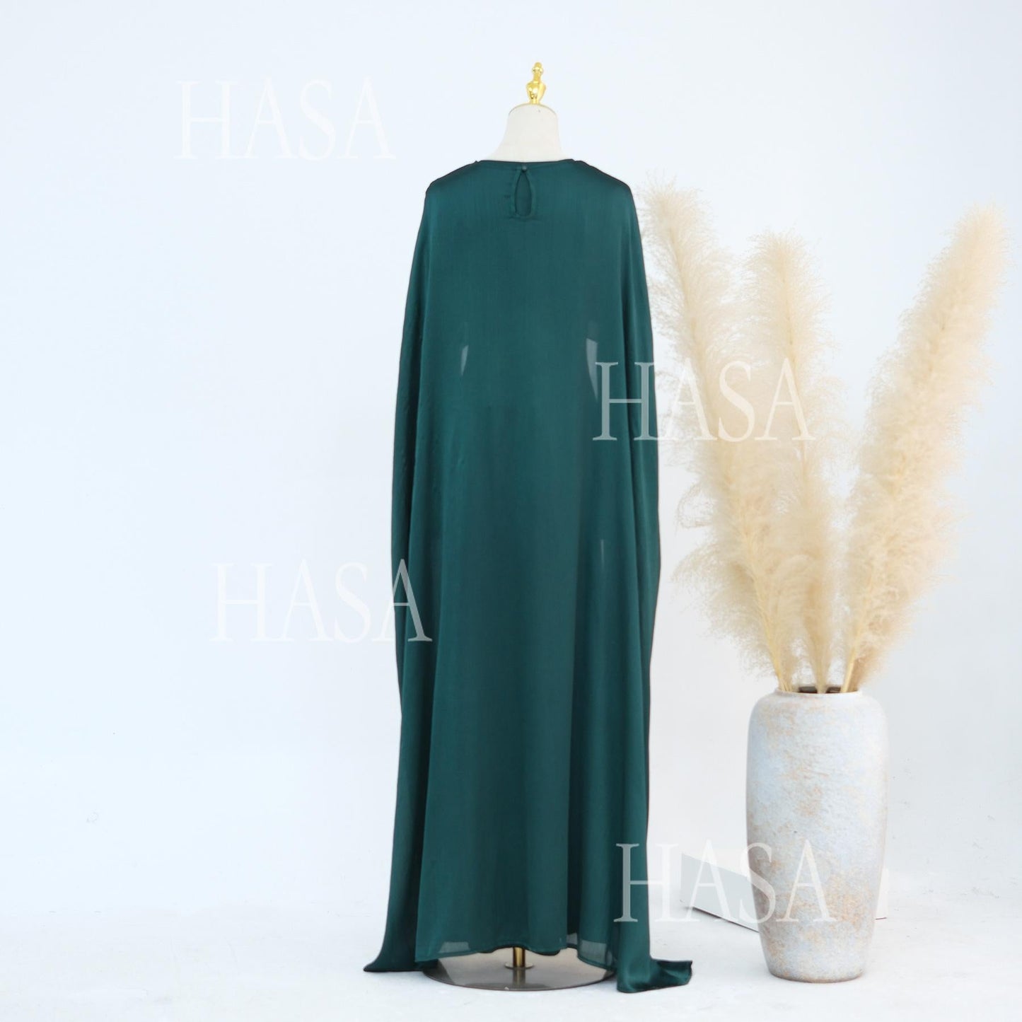 HA5870 Elegant drape two-piece robe dress-Light luxury street style abaya girl