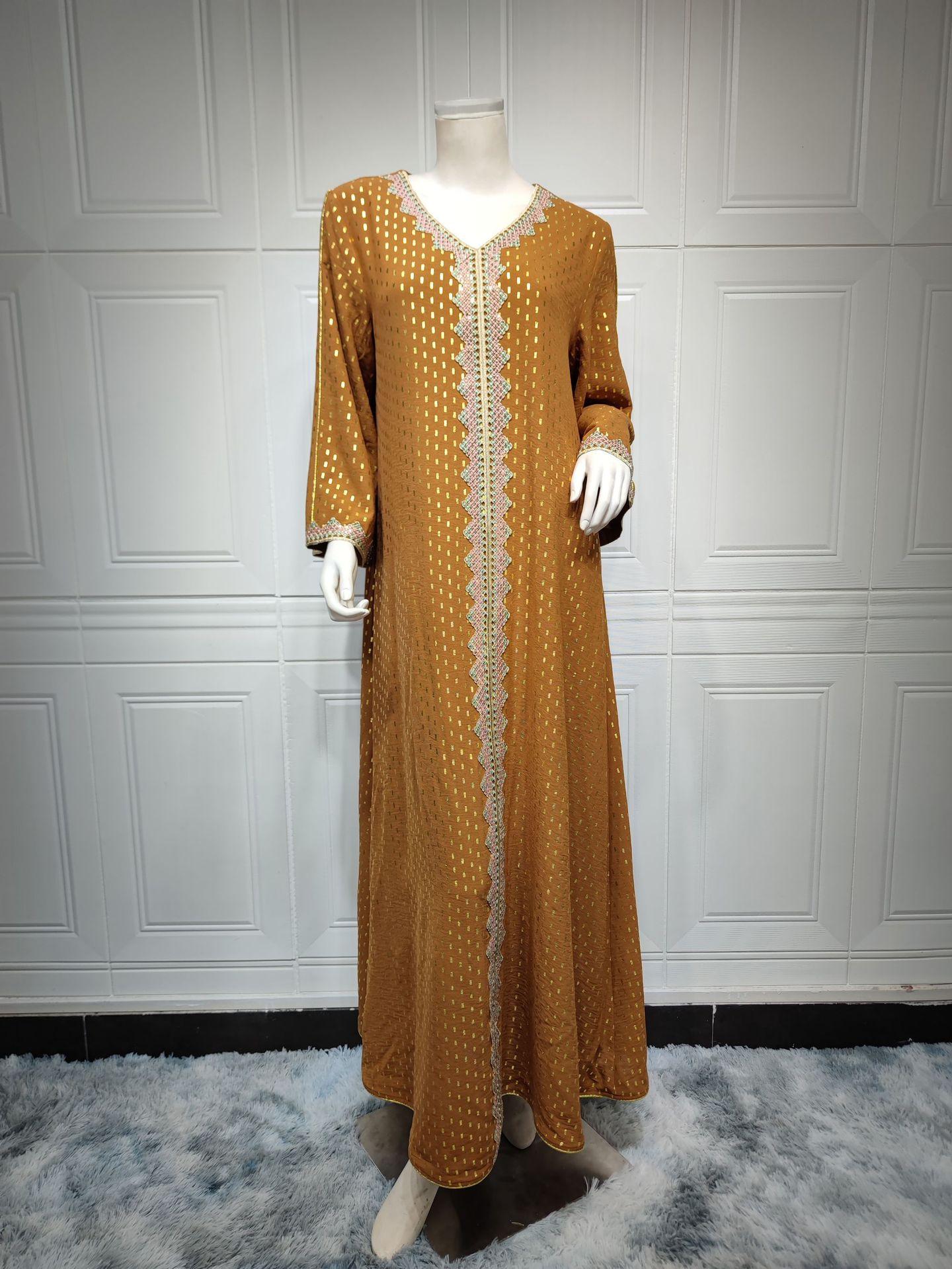 HAYA0442 Middle East Women's Clothing New Bronzing Muslim Dubai Robe