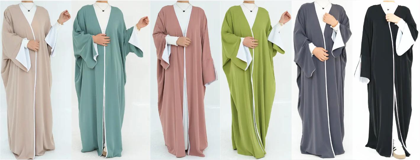 HA5877 The Loose-fitting Robe Has A Lightweight Silhouette That Is Perfect for Any Occasion open abaya outfit
