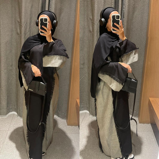 HA5606 Stylish Patchwork Robe - Cardigan and Dress Style