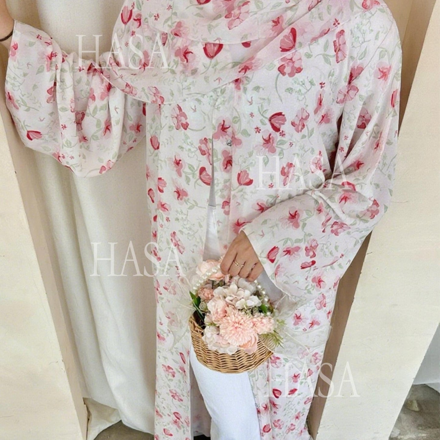 HA6515 Summer Printed Chiffon Jacket and Headscarf Two-Piece Set