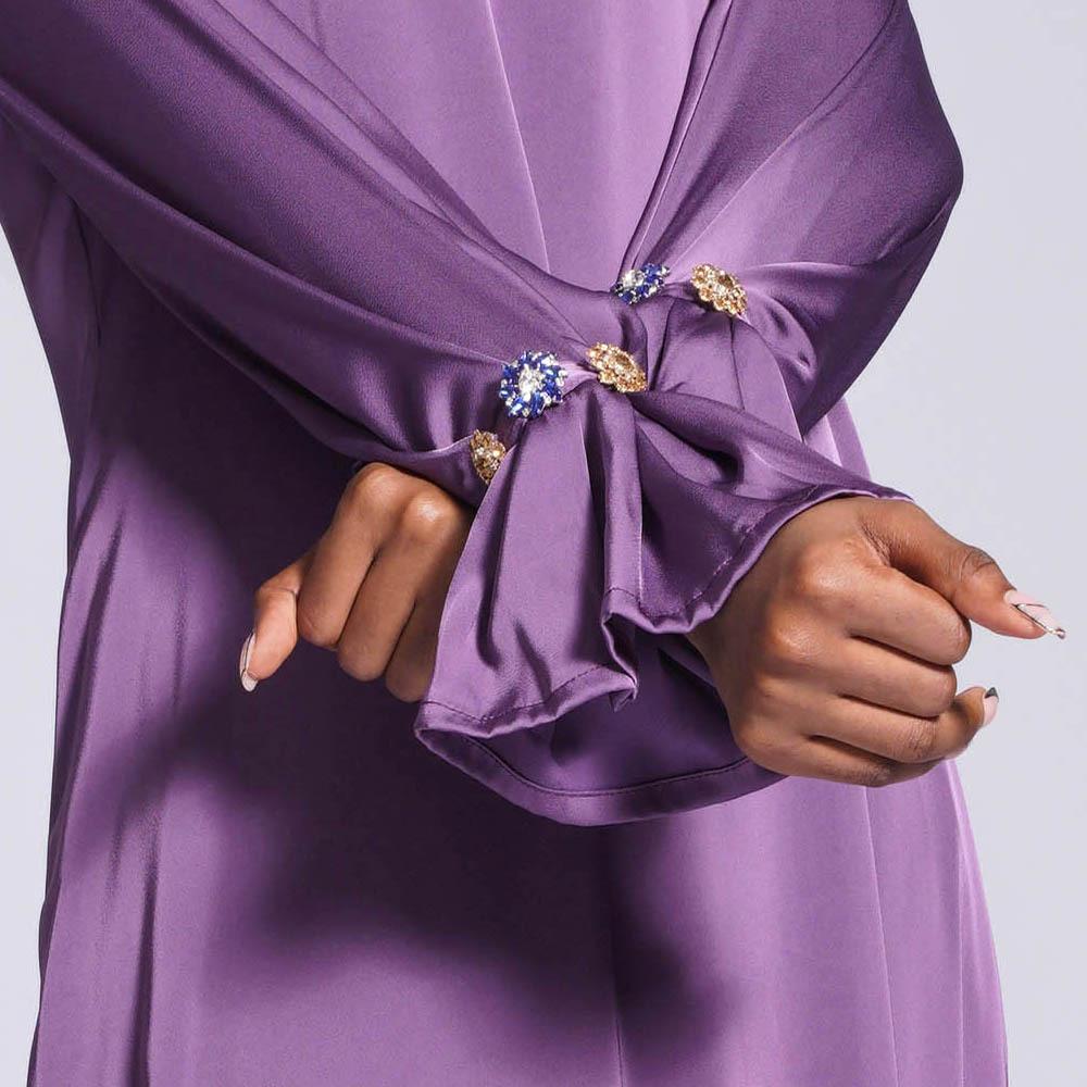 HAYA HAYA0436 Diamond Buckle Long Solid Loose Dress