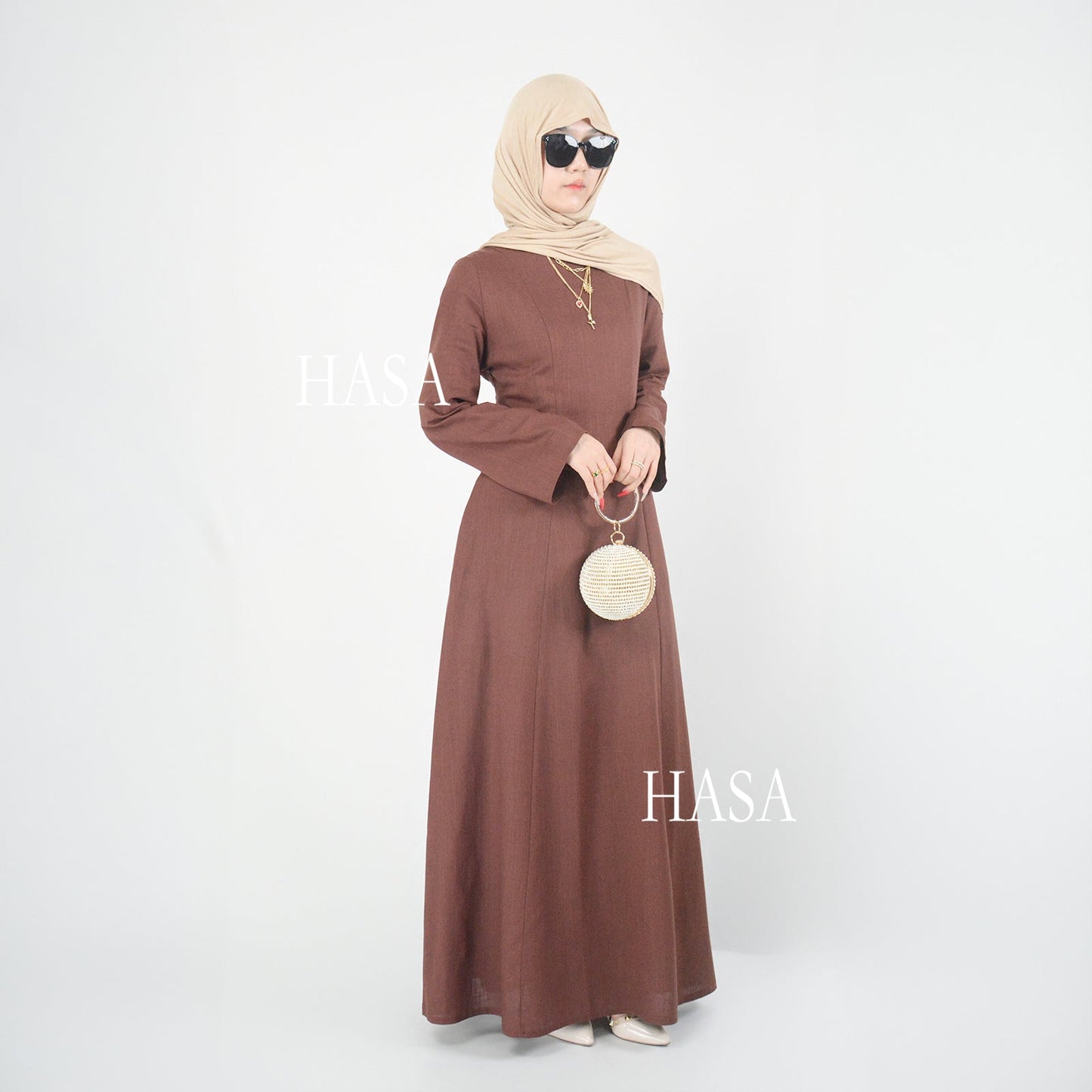 HASA HA5866 Elegant Long Skirt with Tie Waist and Wide Swing Design