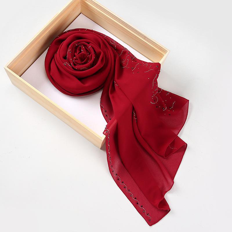 HAYA HA1127 Pearl Chiffon Rhinestone Headscarf
