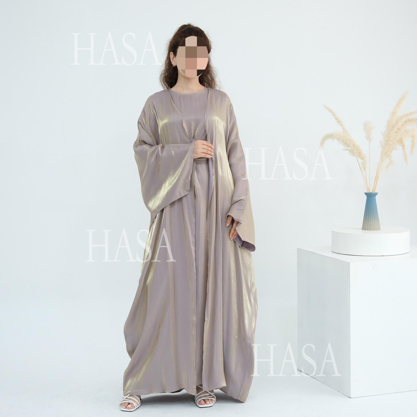 HA6530 Solid color simple two-piece long skirt suit