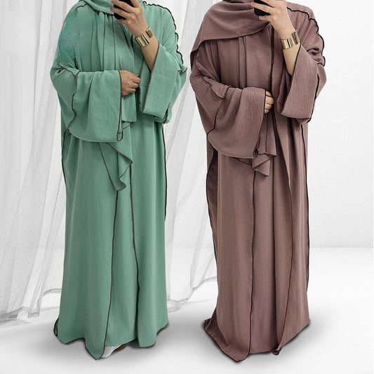 HAYA HA1182 3pcs Set Crepe Inner Dress and Cardigan and Hijab