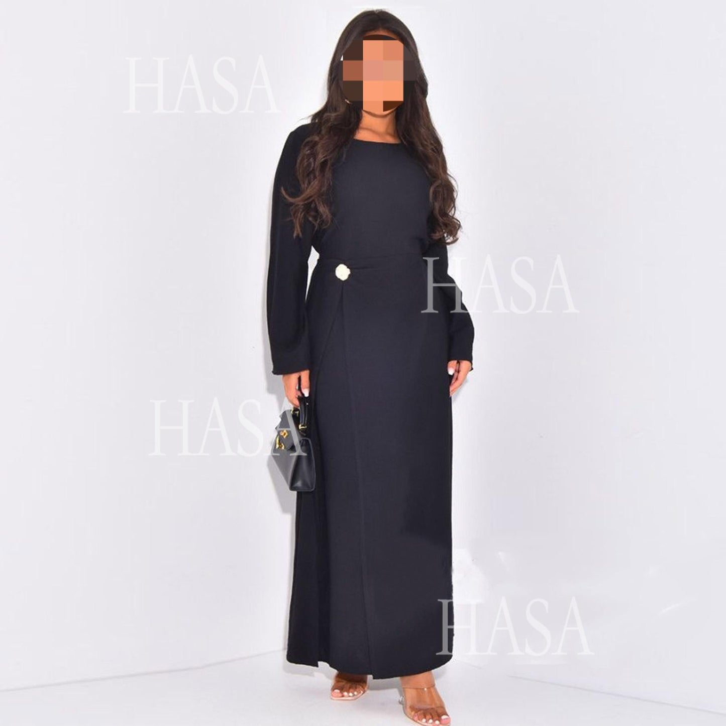 HA6549 Minimalist Abaya with Waist Detail