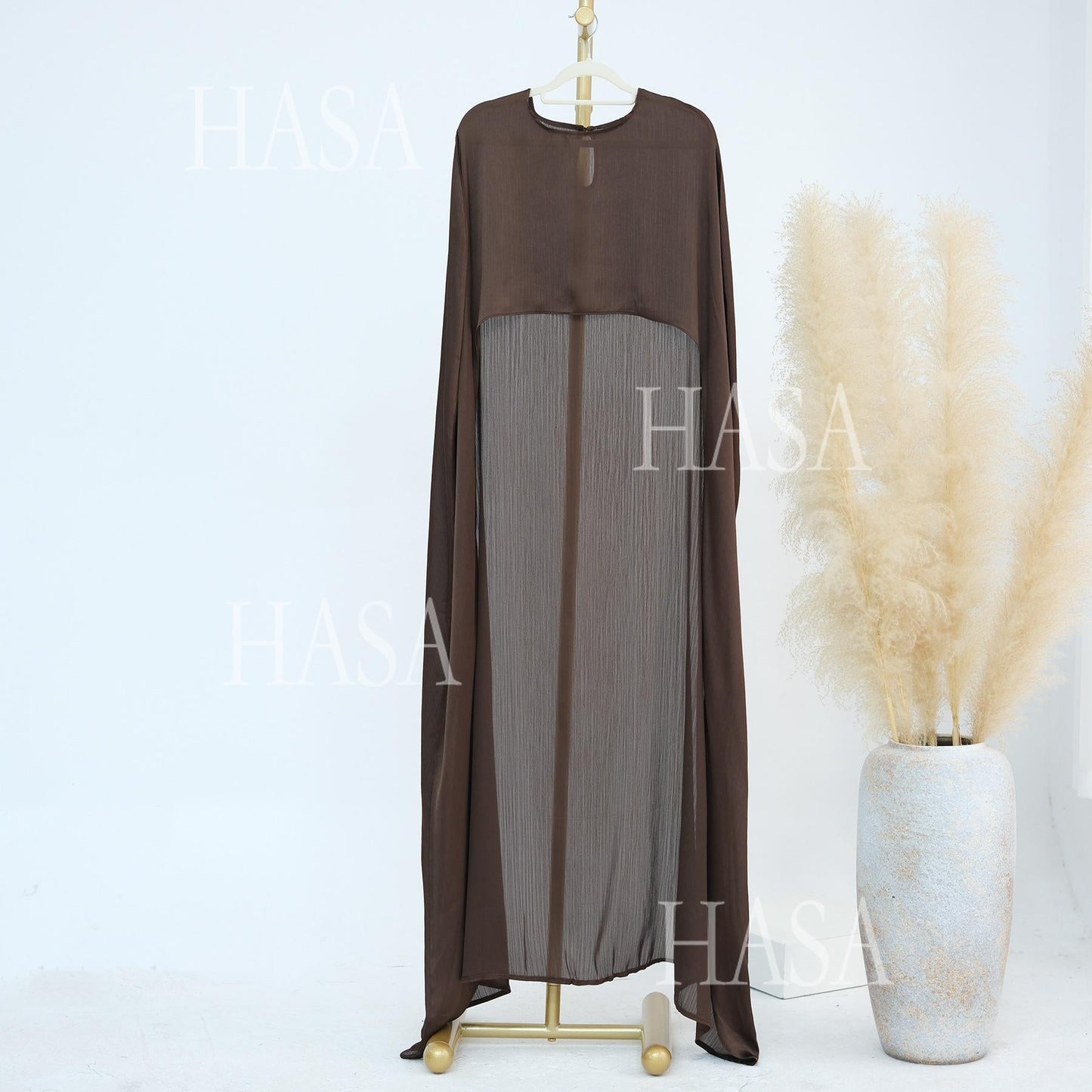 HA5870 Elegant drape two-piece robe dress-Light luxury street style abaya girl