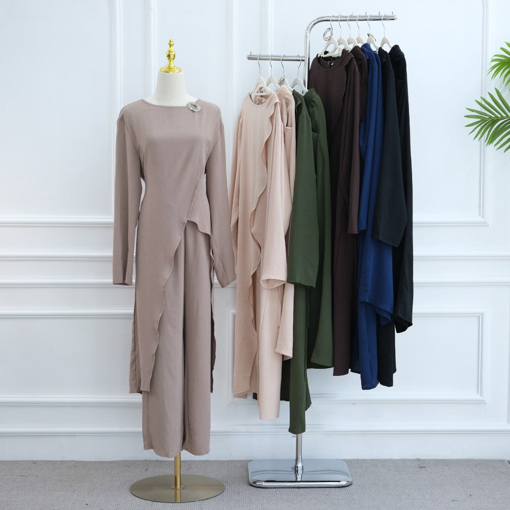 HA6605 Stylish asymmetrical two-piece set (with optional headscarf)