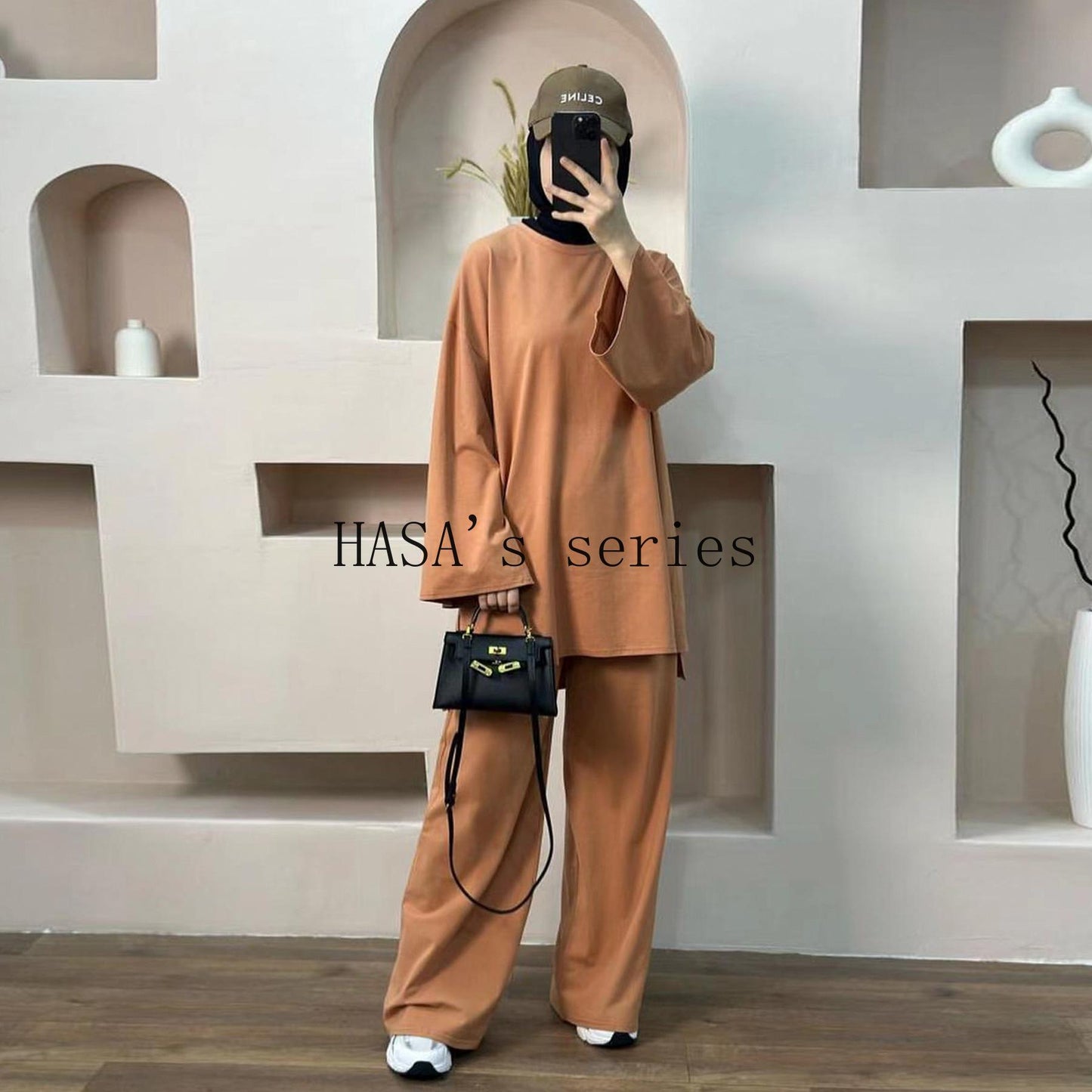 HA5488 Fashionable and Comfortable Loose Two-piece Suit - Simple Solid Color Design two  piece co  ords