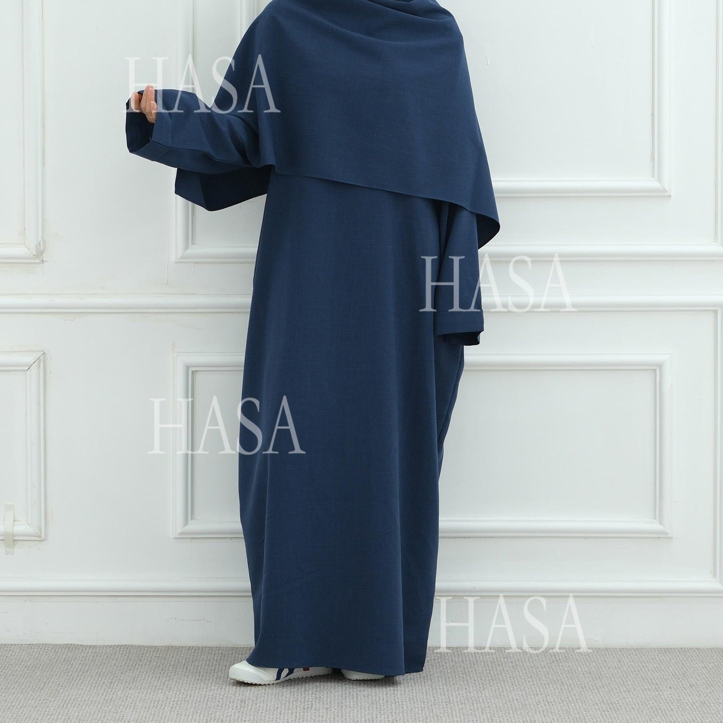 HA6577 Women's Solid Color Two-piece Long Skirt with Shawl Abaya