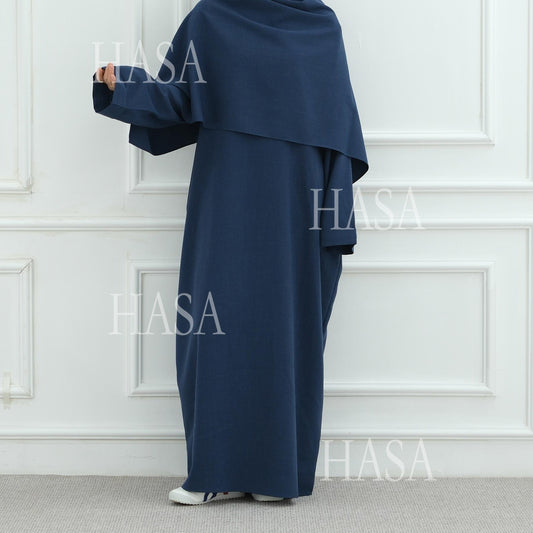 HA6577 Women's Solid Color Two-piece Long Skirt with Shawl Abaya