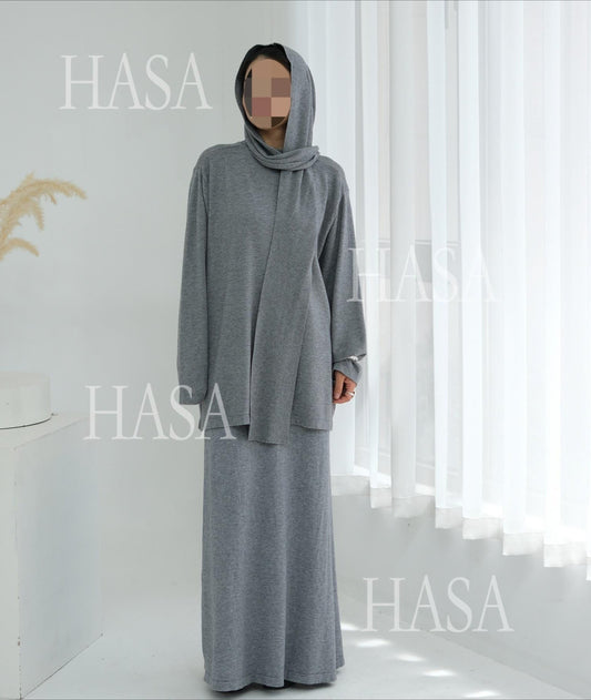 HA6609 Autumn and winter thickened knitted two-piece suit (excluding headscarf)