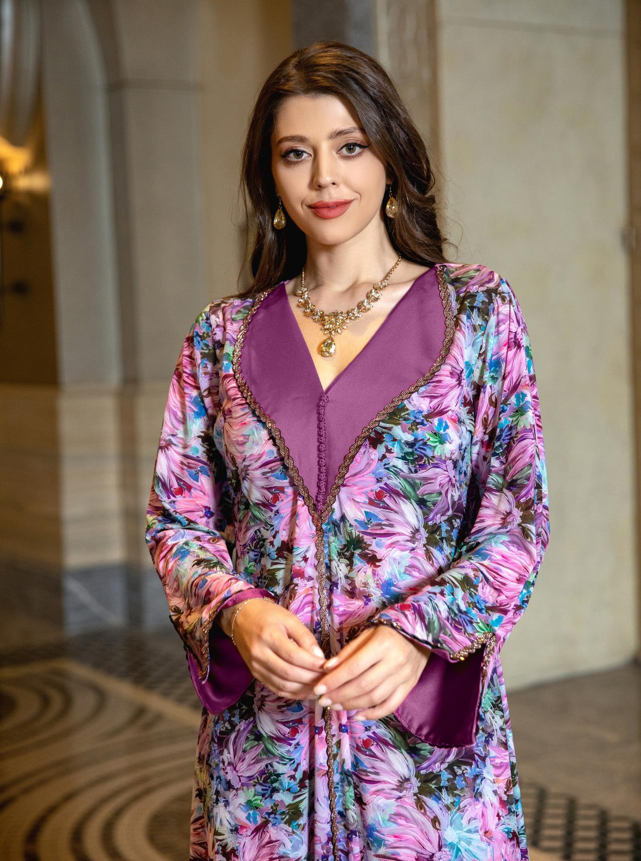 HAYA HAYA1070 Fashionable Printed Diamond Set Robe