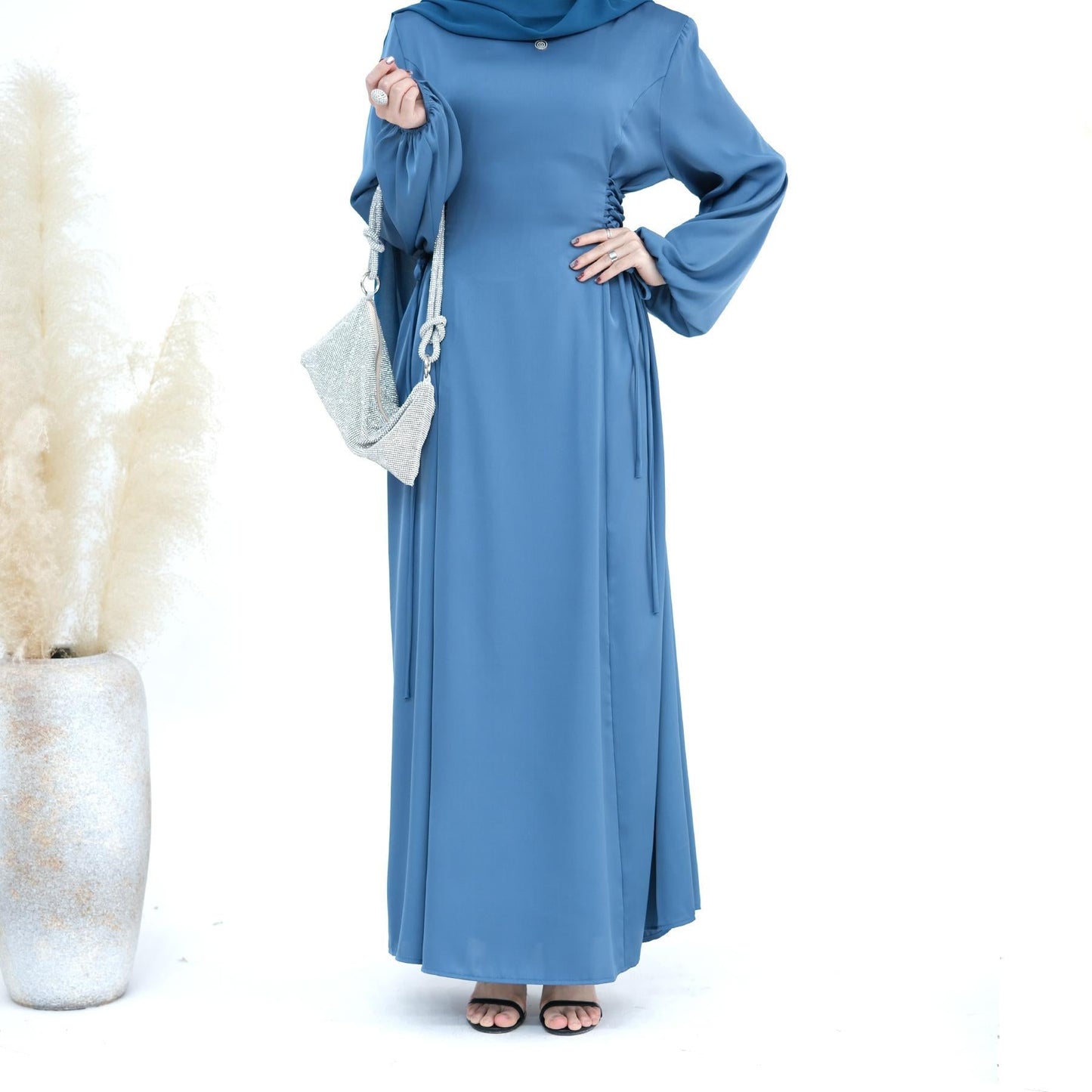 HAYA HAYA0991 Solid Color High-necked Slim Elegant Dress