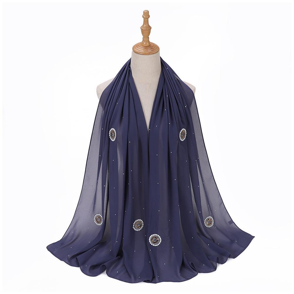 HAYA HA1126 Pearl Chiffon Baotou Scarf