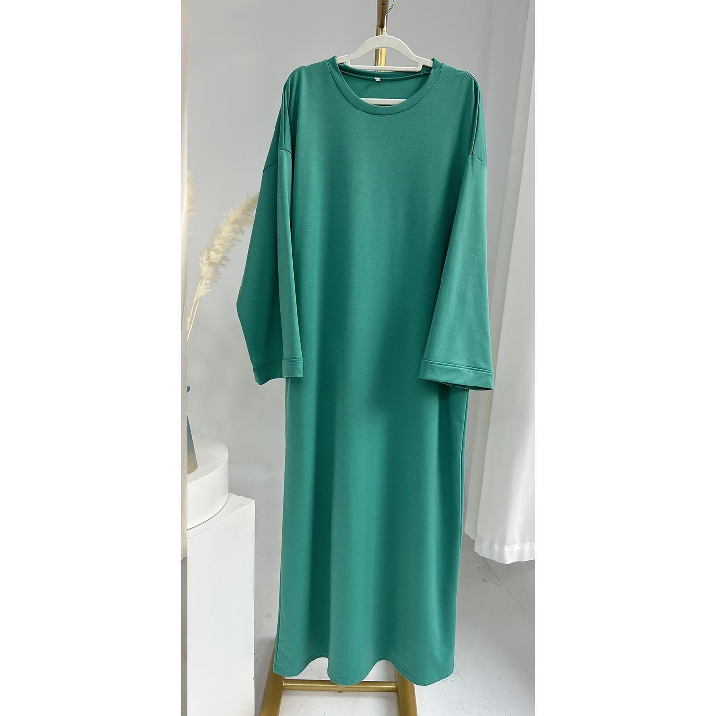 HAYA HAYA1089 Solid Color Hoodie Dress
