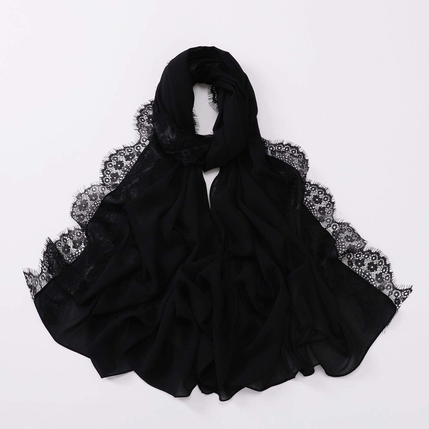 HAYA HA1119 Chiffon Lace Edge Headband Hijab