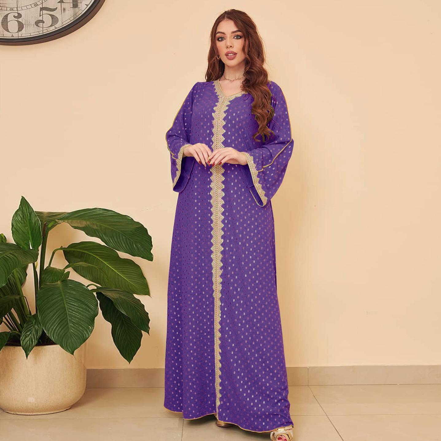 HAYA0442 Middle East Women's Clothing New Bronzing Muslim Dubai Robe