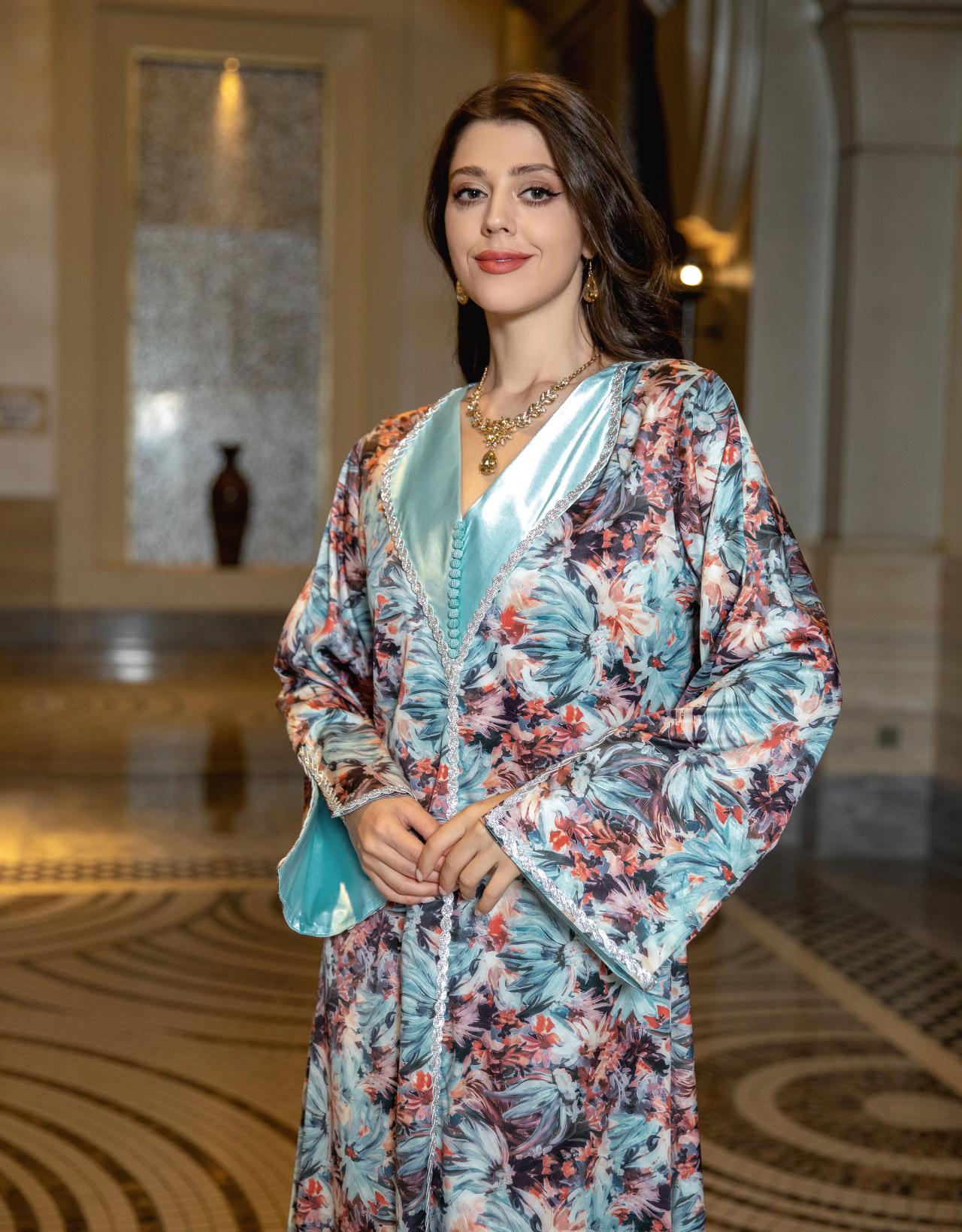 HAYA HAYA1070 Fashionable Printed Diamond Set Robe