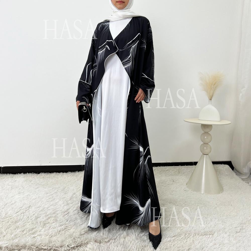HA6498 Lightweight Printed Long Abaya Suit