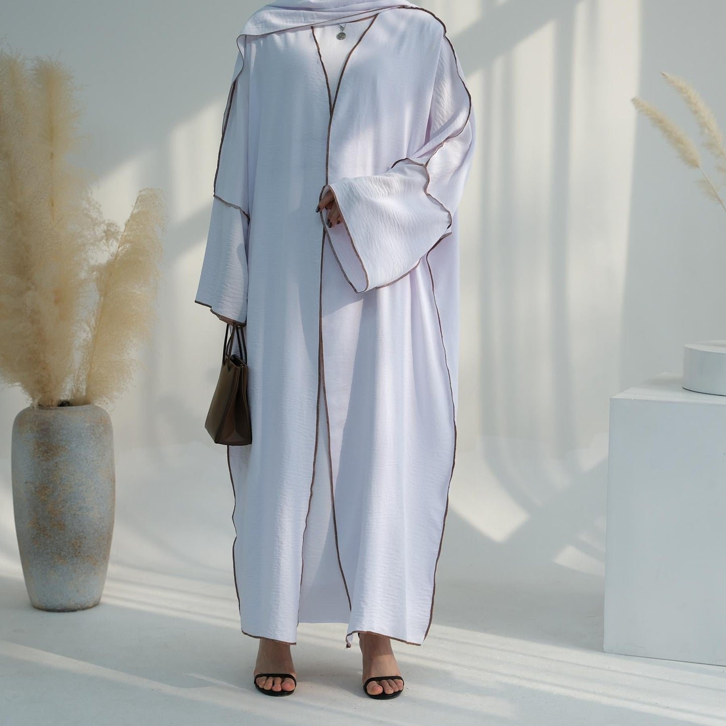 HAYA HA1095 3pcs Set Cardigan+without Sleeves Inner Dress+Hijab