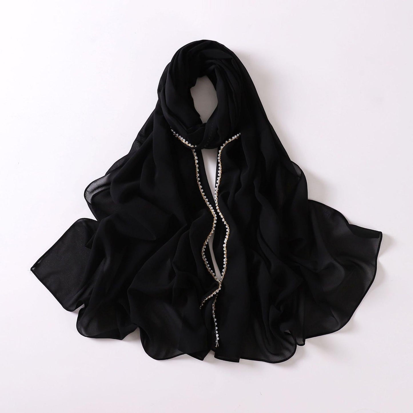 HAYA HA1116 Pearl Chiffon Headband Hijab