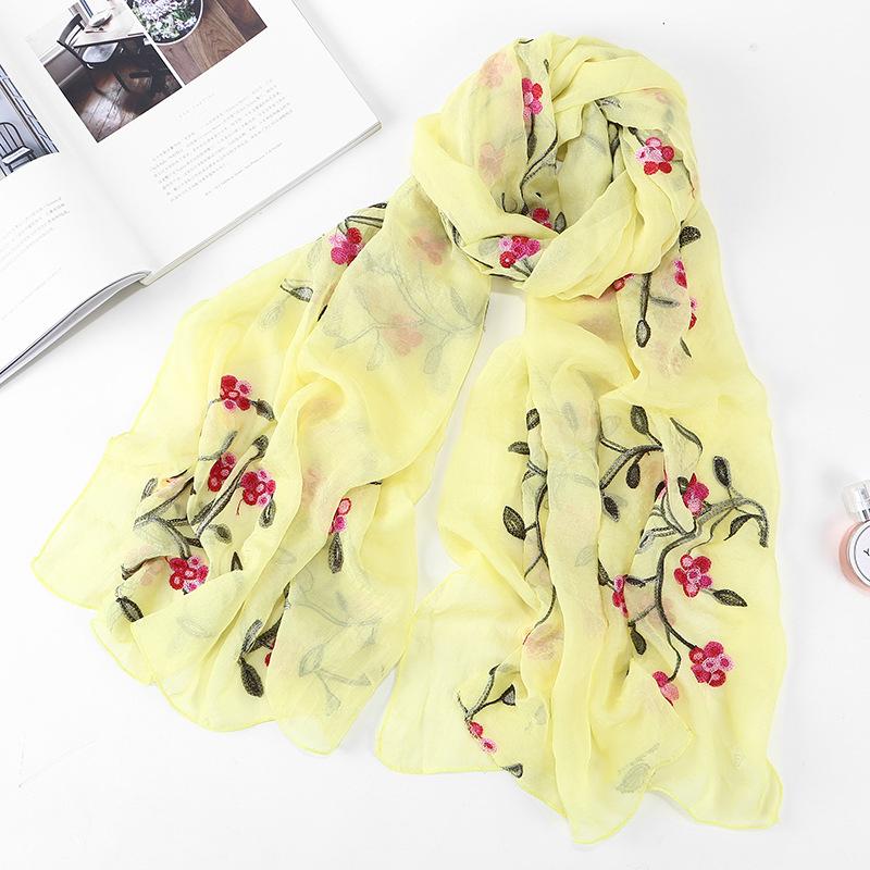 HAYA HA1132 Chiffon Flower Embroidered Scarf
