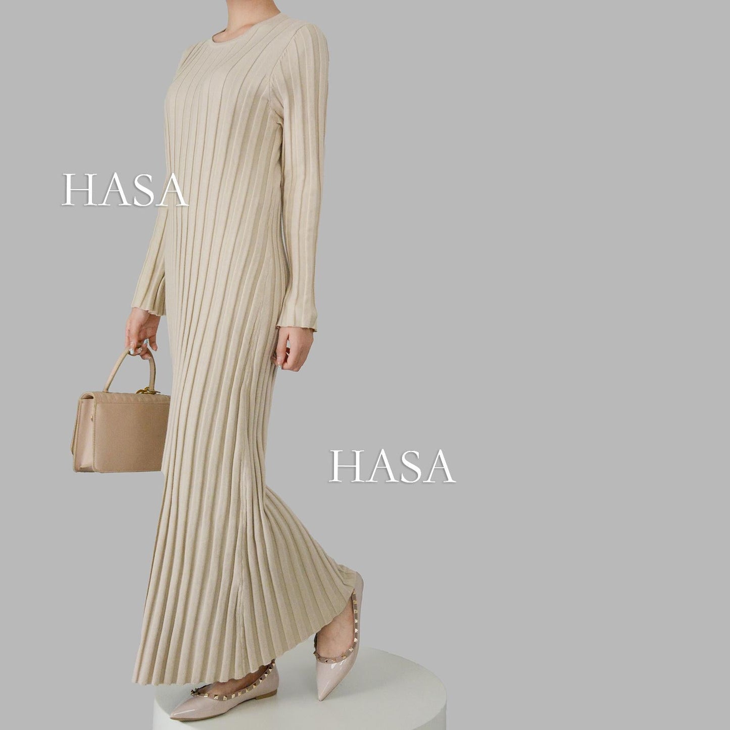 HAYA0112 Knitted long dress warm for autumn and winter