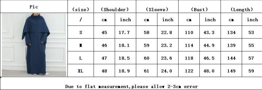 HA6577 Women's Solid Color Two-piece Long Skirt with Shawl Abaya