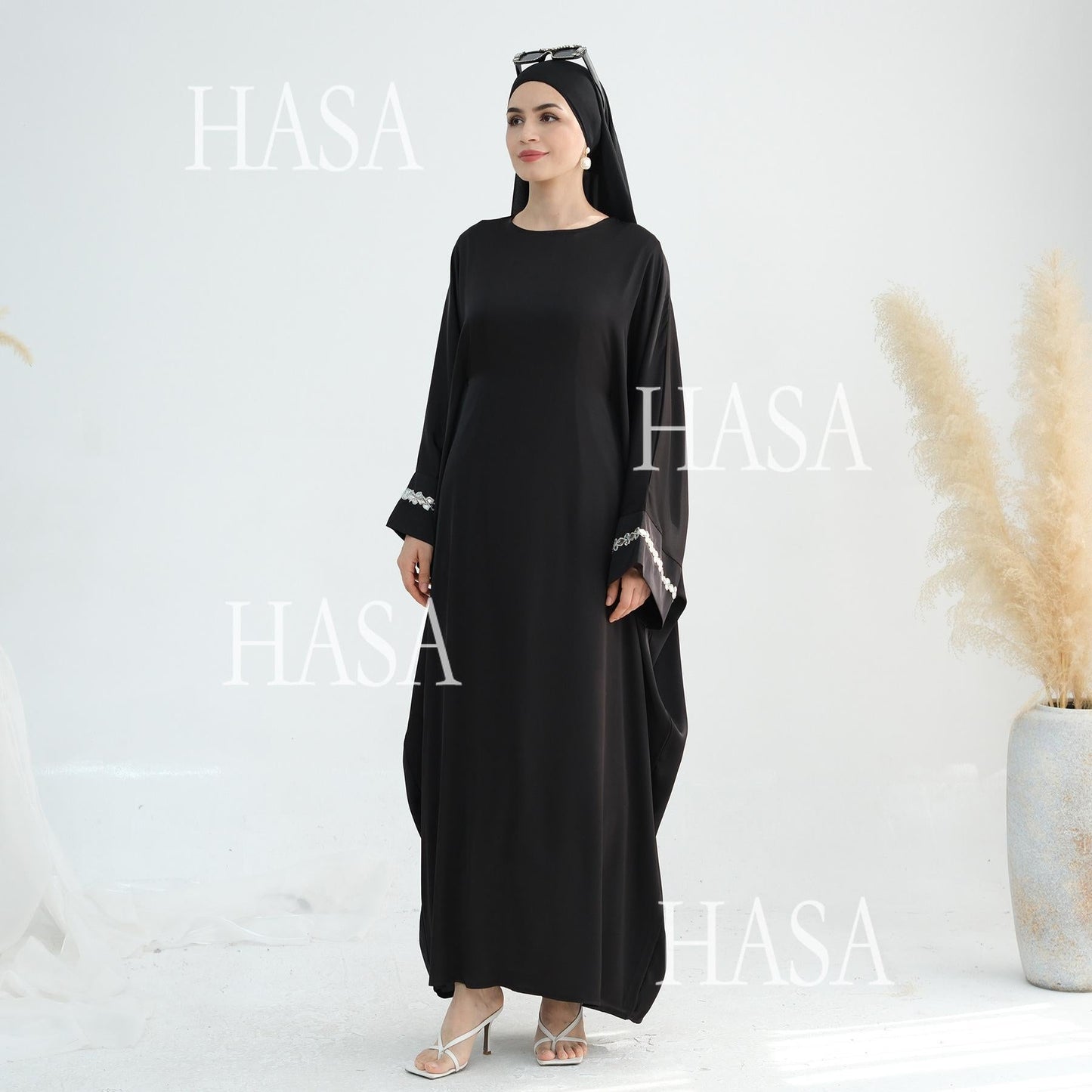 HA5882 A Cardigan Dress with Exquisite Hot Diamond Embellishment and Elegant Details closed abayas