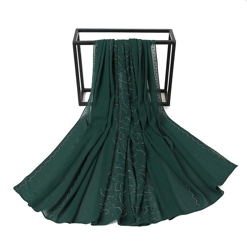 HAYA HA1127 Pearl Chiffon Rhinestone Headscarf