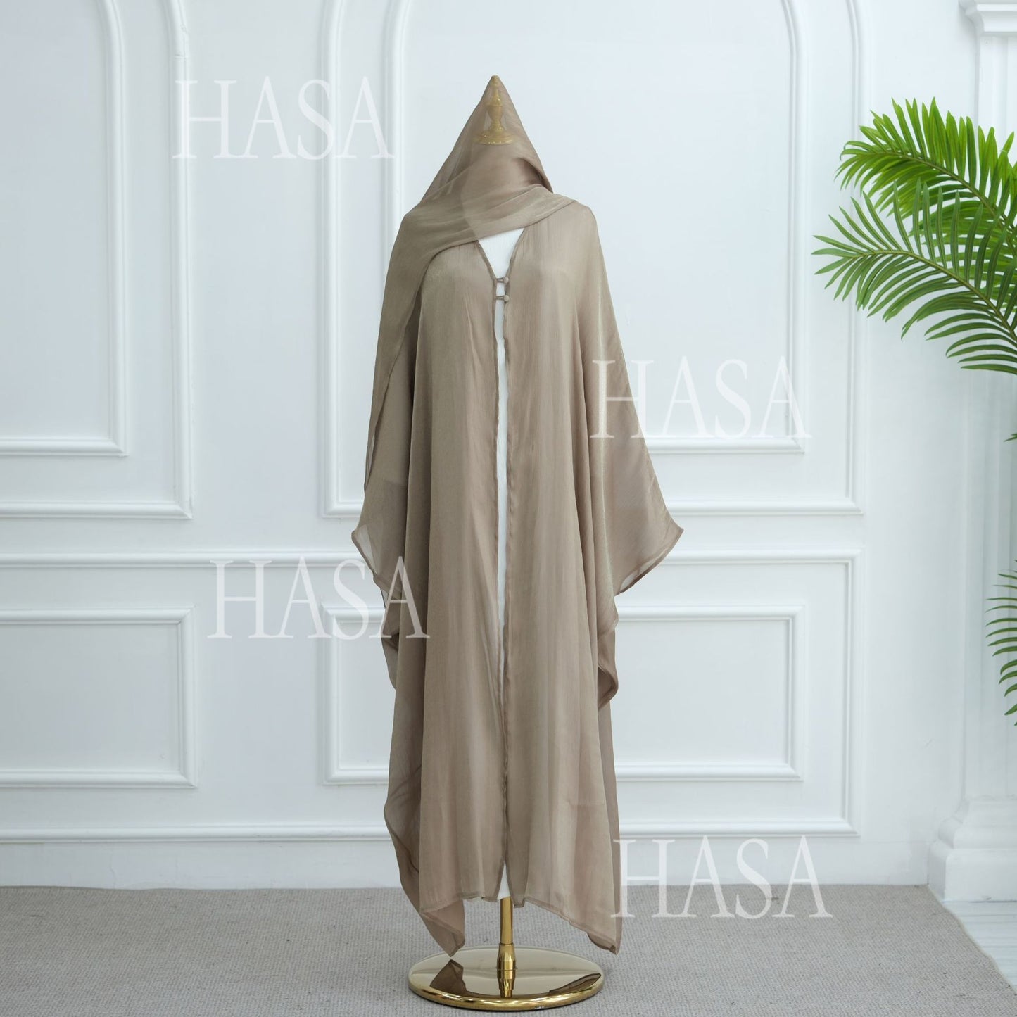 HA6534 Elegant Island Wrinkle Texture Solid Color Cardigan Robe