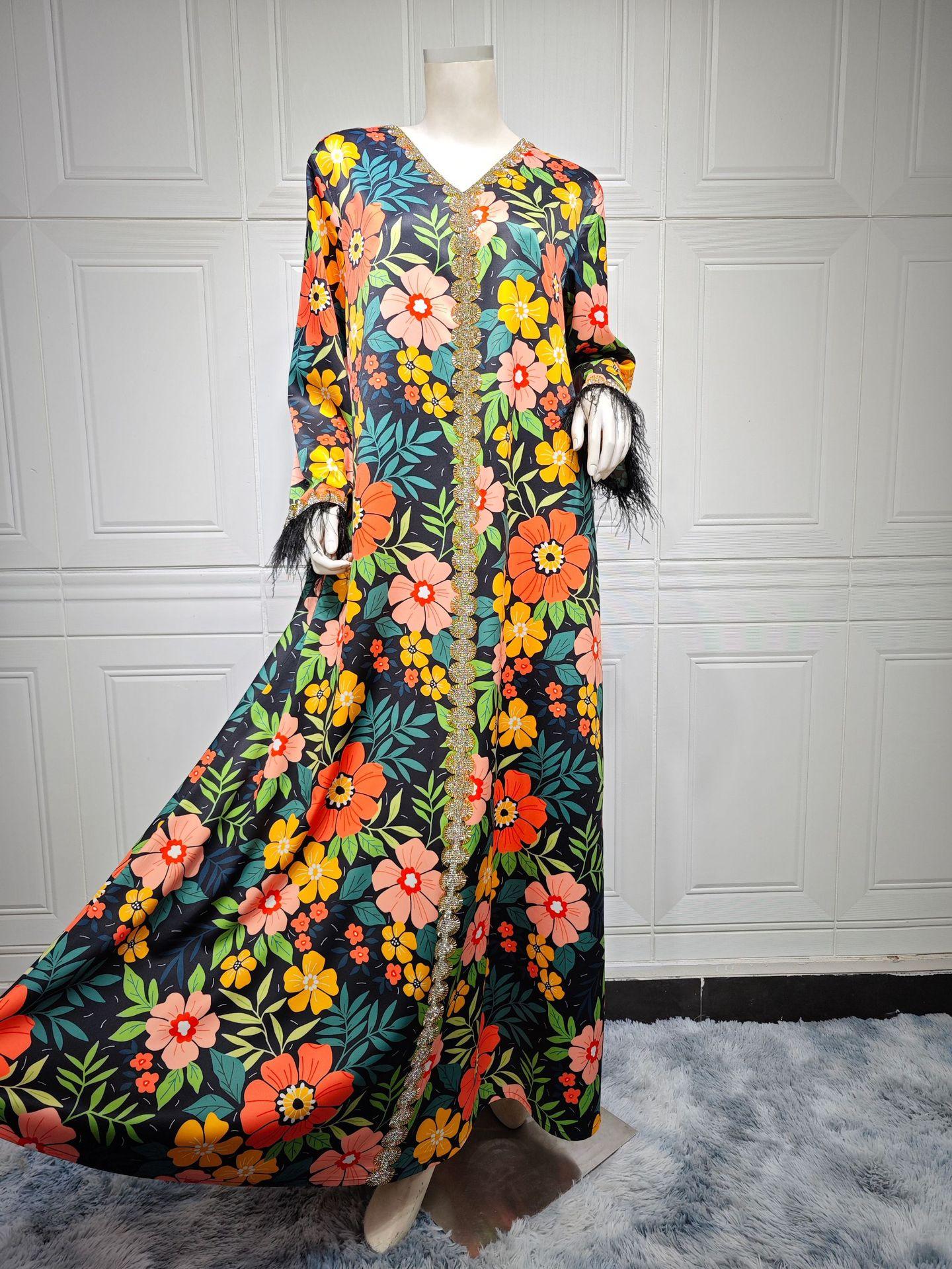 HAYA HAYA1078 Printed Diamond Camel Hair Dress