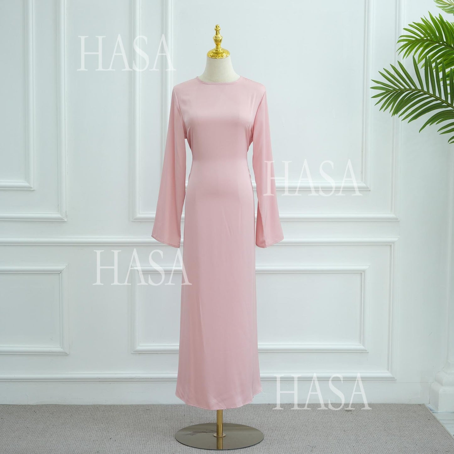 HA6516 Two-piece Maxi Dress with Embroidered Cardigan. Headscarf Not Included.