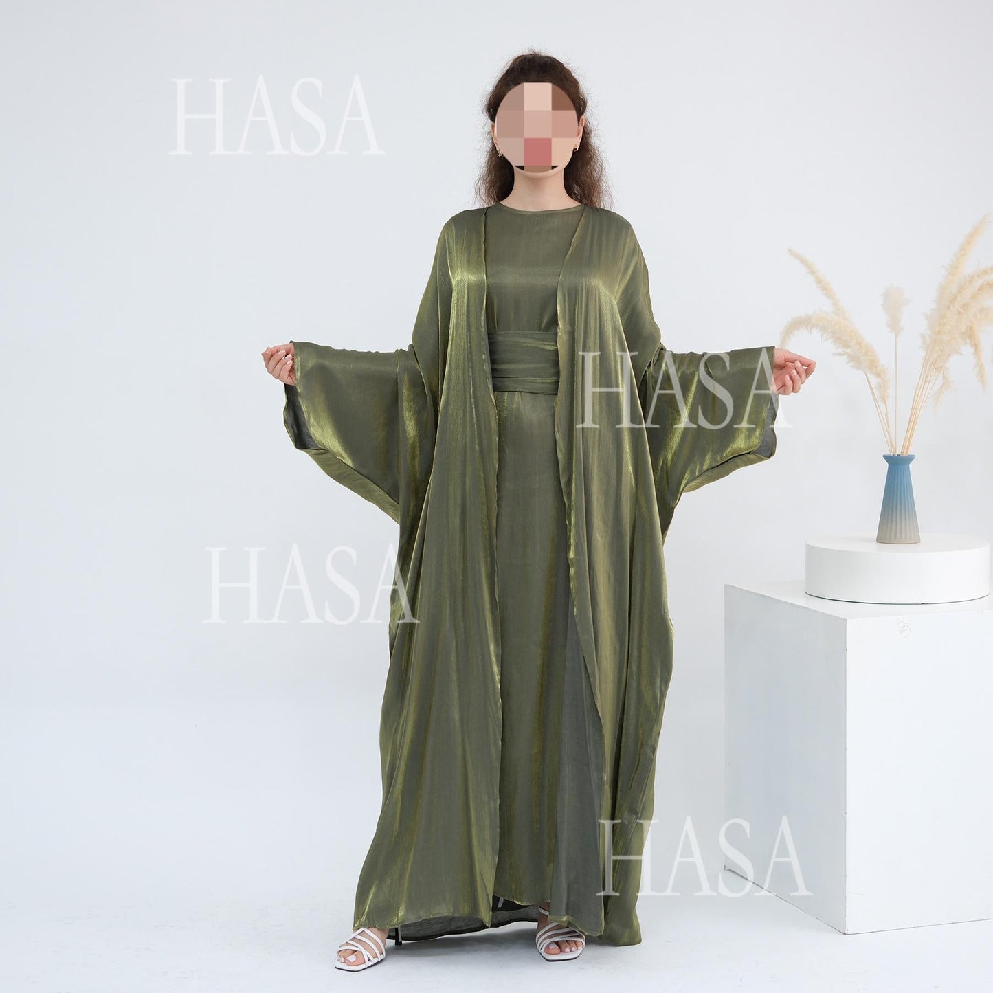 HA6530 Solid color simple two-piece long skirt suit