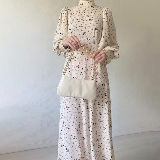 HAYA HAYA1027 Lace Up Floral Dress Long Skirt
