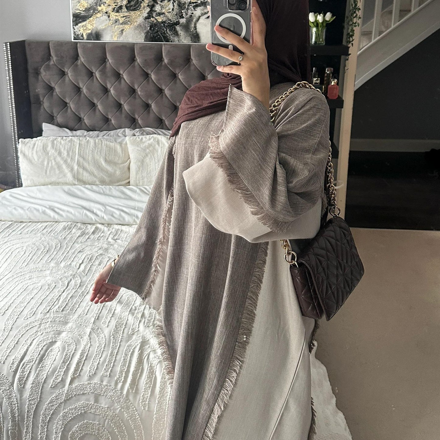 HA5606 Stylish Patchwork Robe - Cardigan and Dress Style
