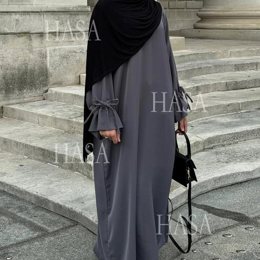 HA5861 Solid Color Sleeve Robe (without Headscarf), Elegant Temperament Instantly abaya girl
