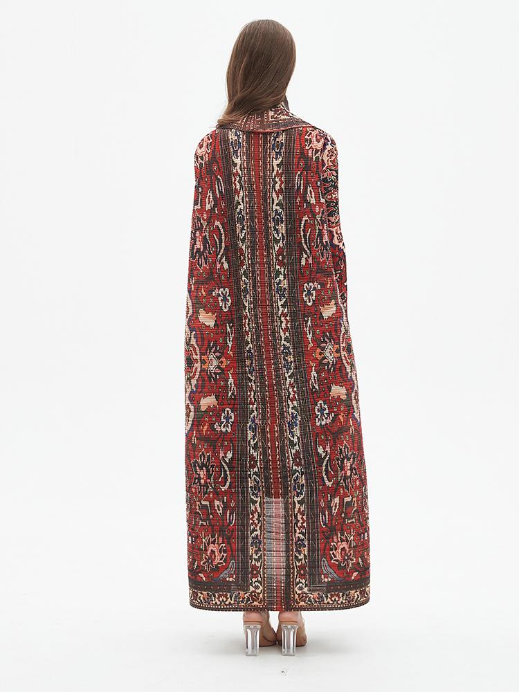 HS6706 Bohemian Elegance , Vibrant Red Printed Abaya