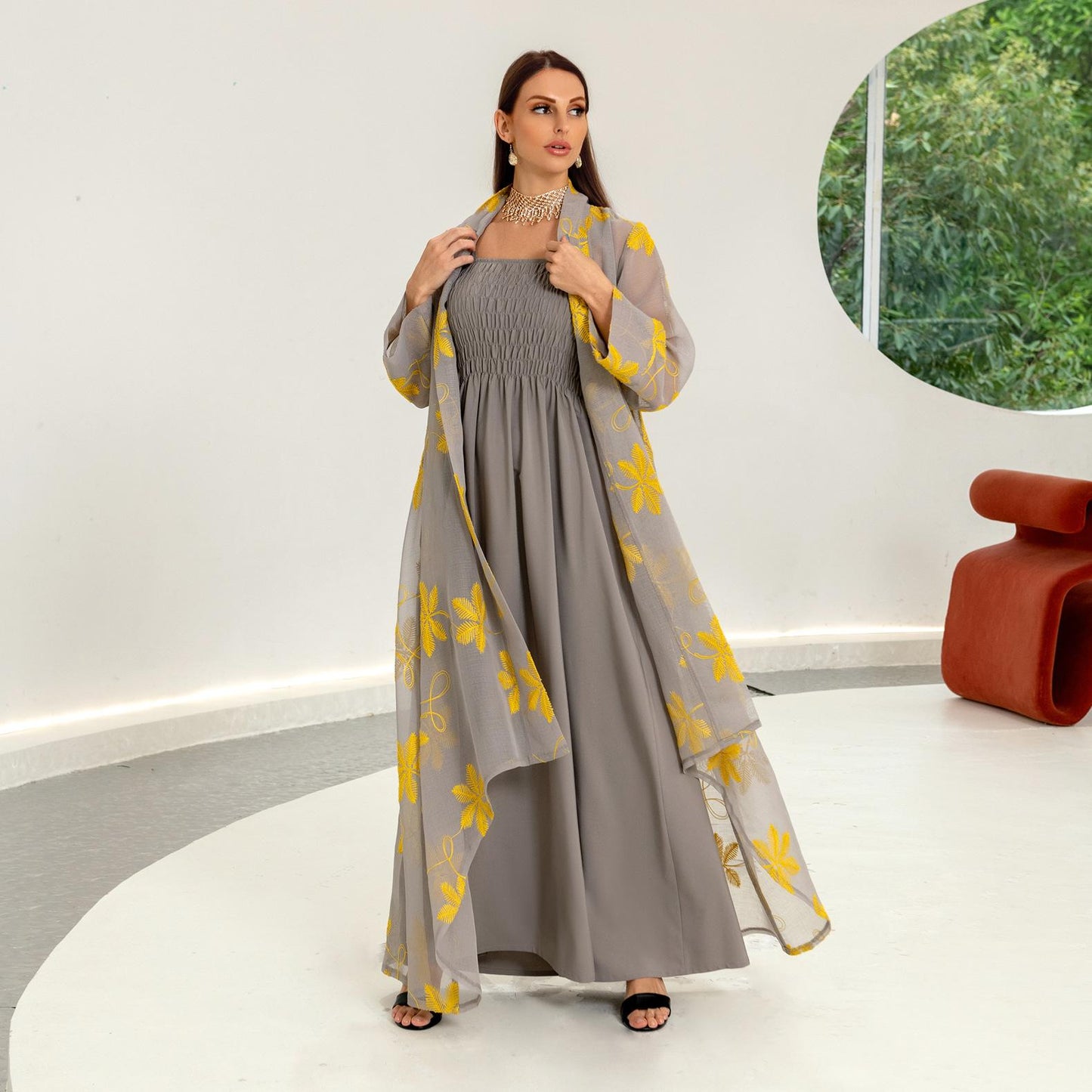 HAYA HAYA1076 2pcs Inner Dress  with Cardigan