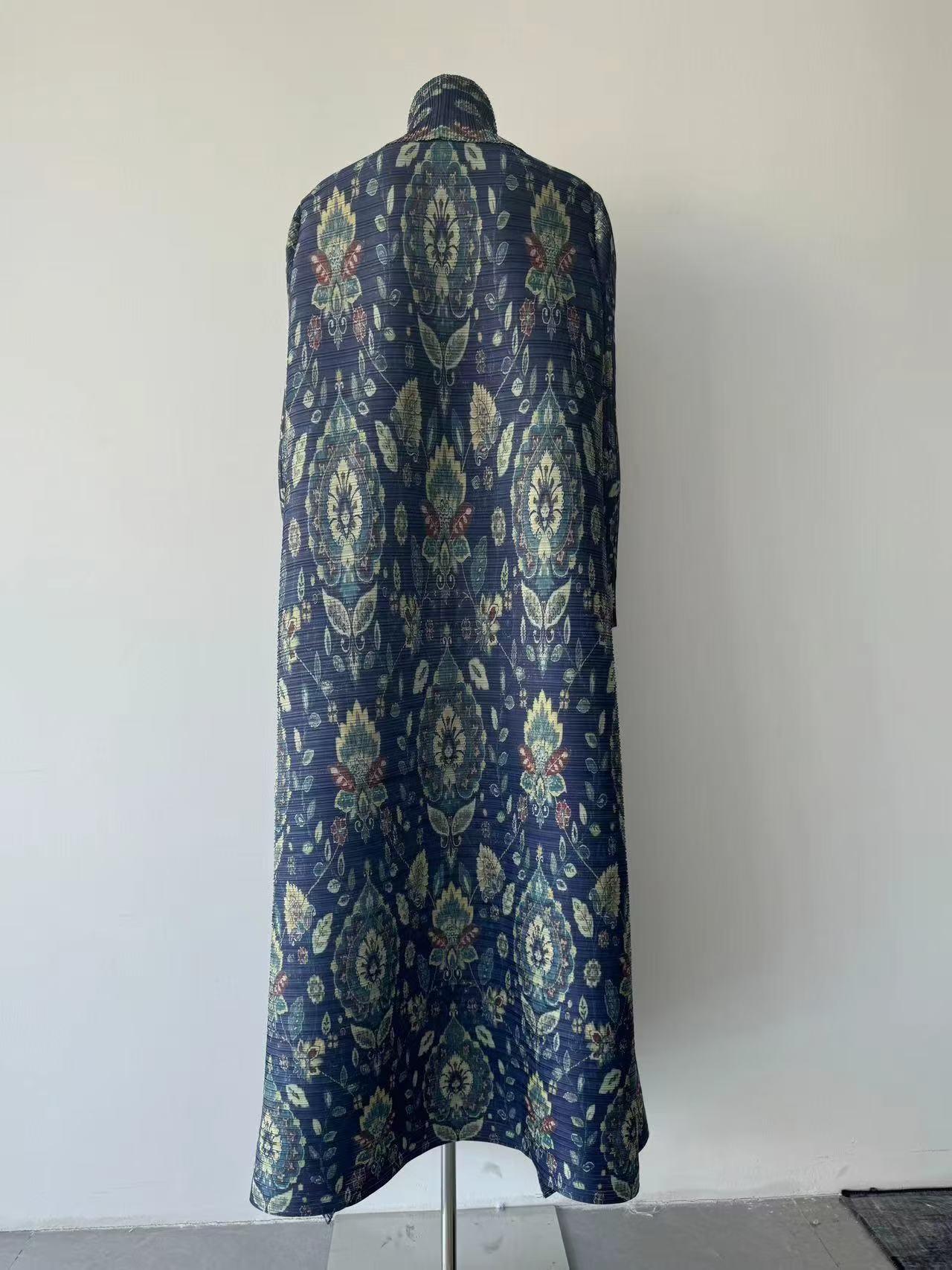 HS6708 Botanical Elegance , Teal Floral Kimono-Style Abaya