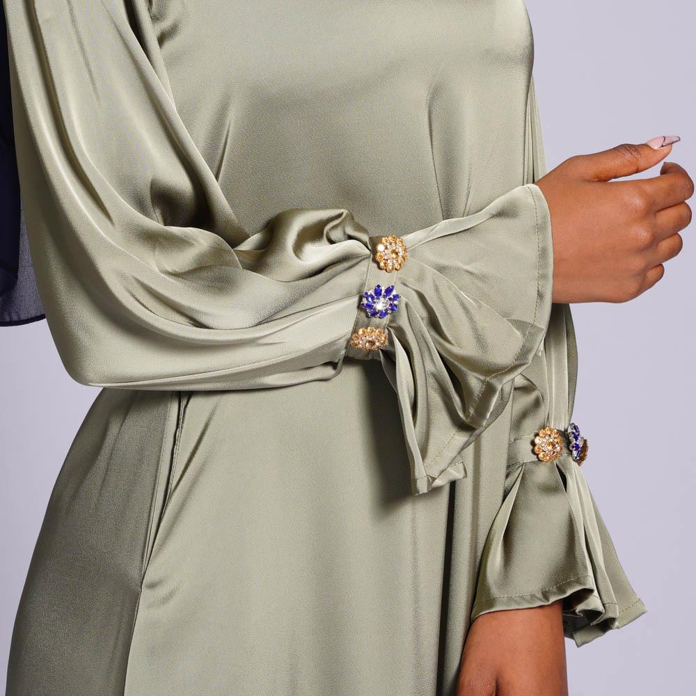 HAYA HAYA0436 Diamond Buckle Long Solid Loose Dress