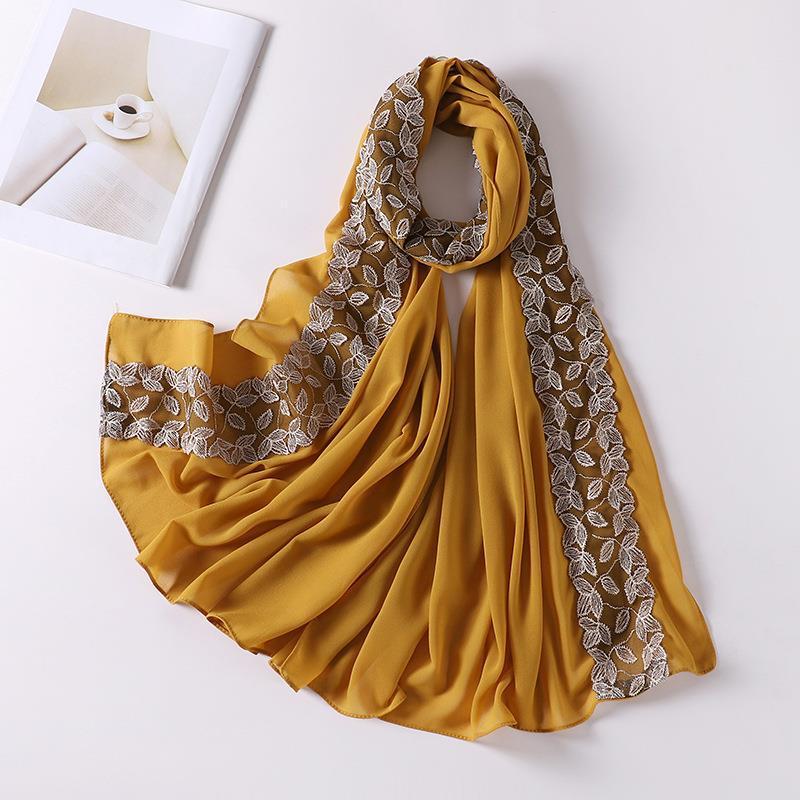 HAYA HA1130 Pearl Chiffon Lace Headscarf