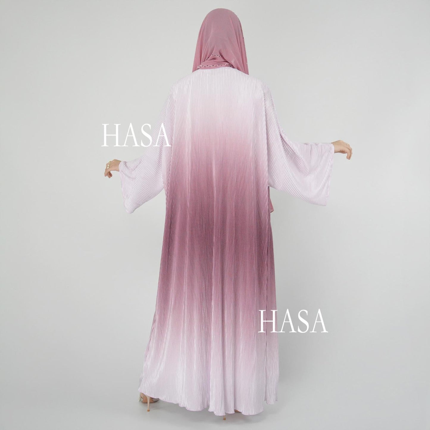 HA6321 Lightweight Ombré Cardigan with Elegant Pleats